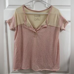 We The Free Blush and Beige Short Sleeve Top